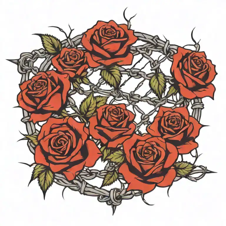 roses and barbed wire tattoo design idea