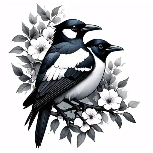 2 Magpie tattoo design idea