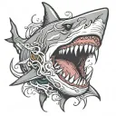 shark jaws tattoo design idea
