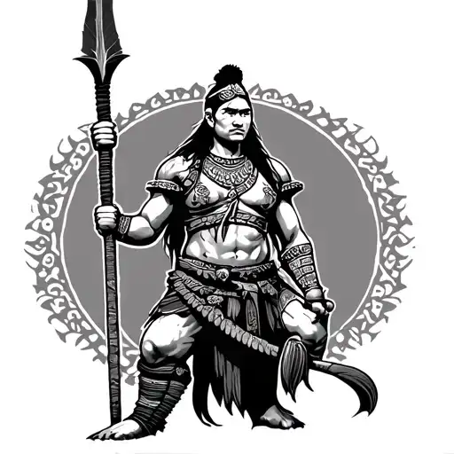 Filipino Warrior holding spear tattoo design idea