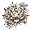 gratitude, lotus, three dots tattoo design idea