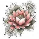 gratitude, lotus, three dots tattoo design idea