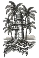 palm tree with st Augustine lighthouse tattoo design idea