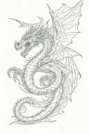 dragon flying upwards, side view tattoo design idea