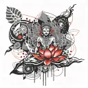 Lotus, Tree pose, sanskrit, flower of life tattoo design idea