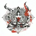 Lotus, Tree pose, sanskrit, flower of life tattoo design idea