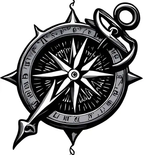 compass and anchor intertwined tattoo design idea