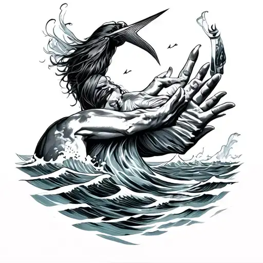 "Strength enough for one more time, Reach my hand above the tide" tattoo design idea