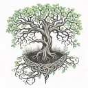 Yggdrasil tree entwined tattoo design idea