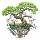 Yggdrasil tree entwined tattoo design idea