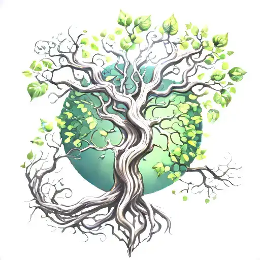 Yggdrasil tree entwined tattoo design idea