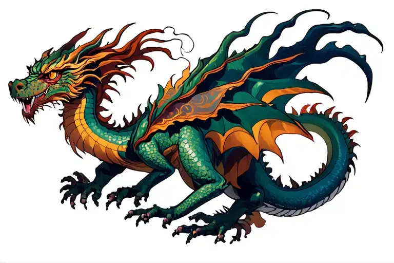 fure dragon and dmt tattoo design idea