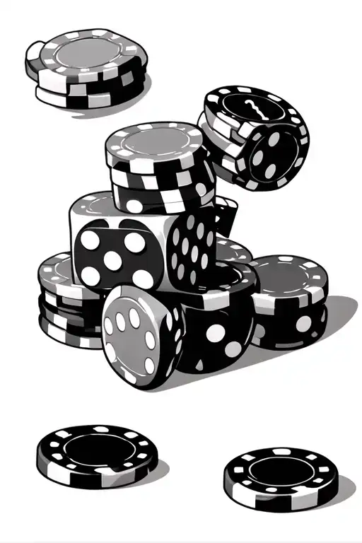 dice casino chips tattoo design idea