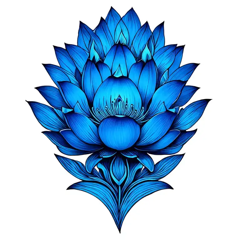 Egyptian blue lotus flower tattoo design idea