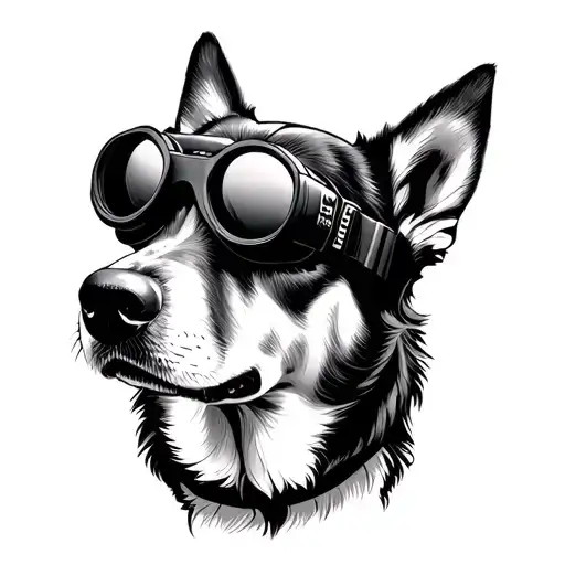 police canine wearing night vision goggles hanging tattoo design idea