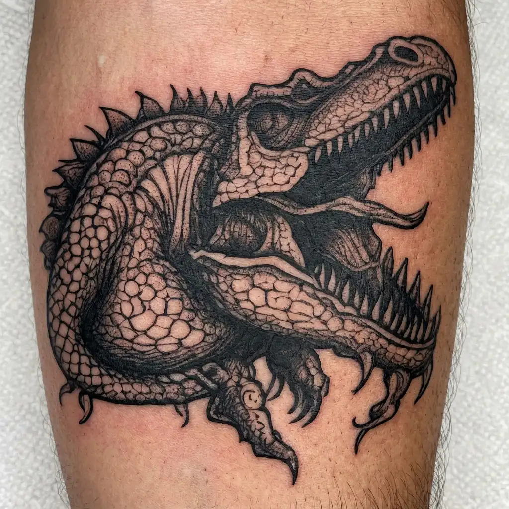 dinosaur penis tattoo design idea