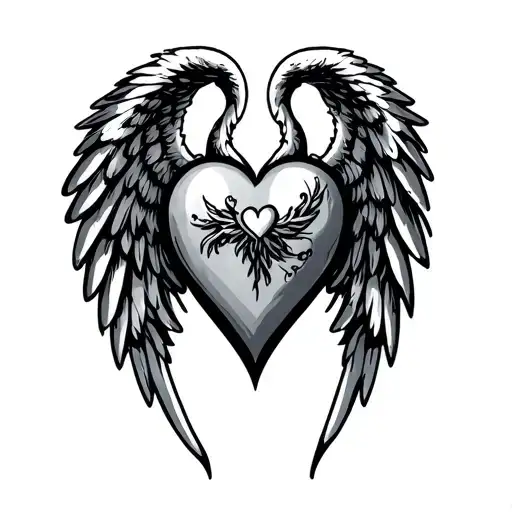 Heart Angel Wings tattoo design idea