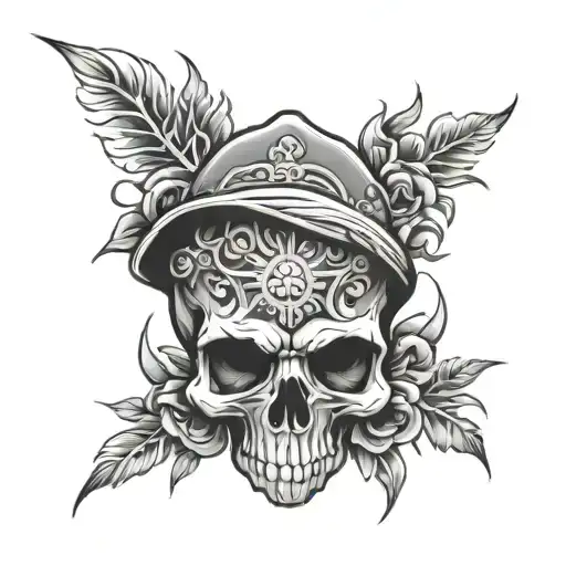 blind eye flame skull tattoo design idea