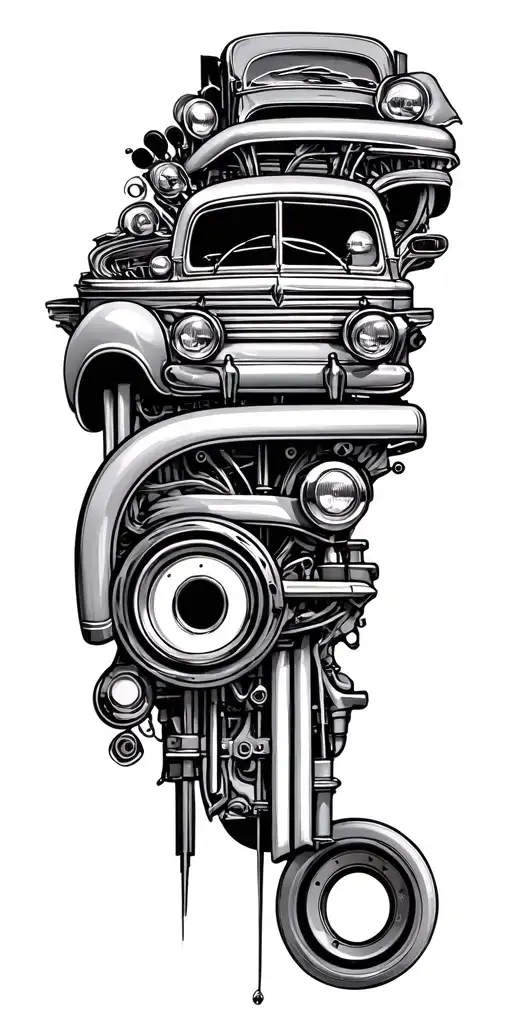 car parts tattoo design idea