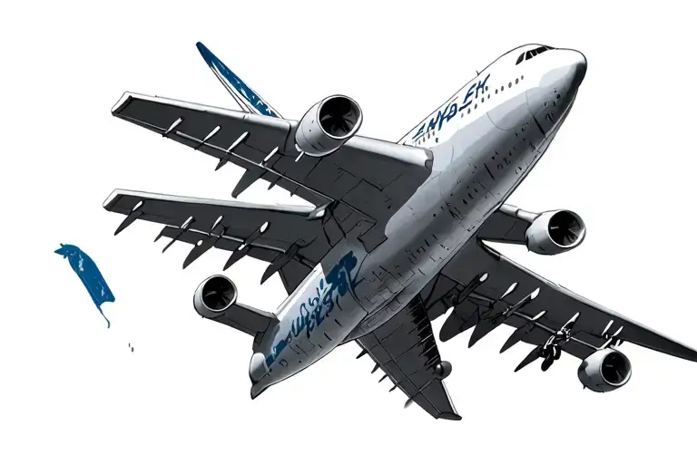 747 plane with tail tattoo design idea