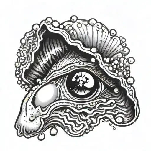 oyster pearls face inside tattoo design idea