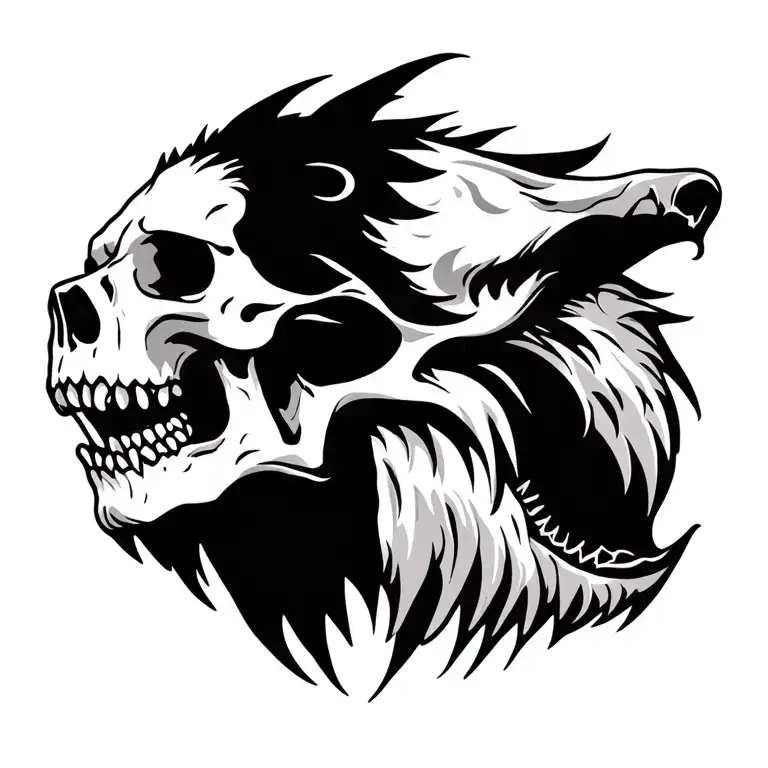 skull sea wolf tattoo design idea