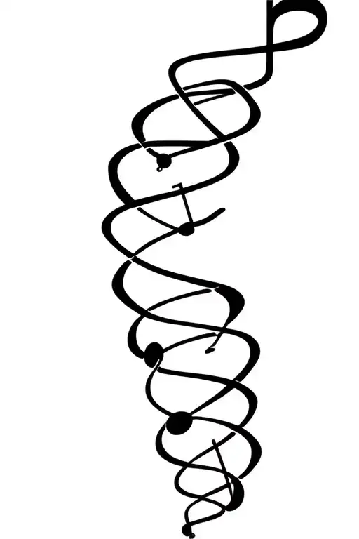 music notes and a staff intertwined like a dna strand  tattoo design idea