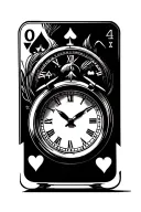 time clock with playing cards tattoo design idea