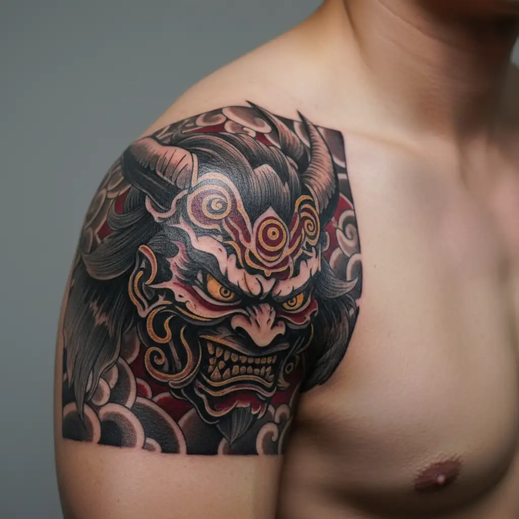 Samurai Susanoo Oni Mask tattoo design idea