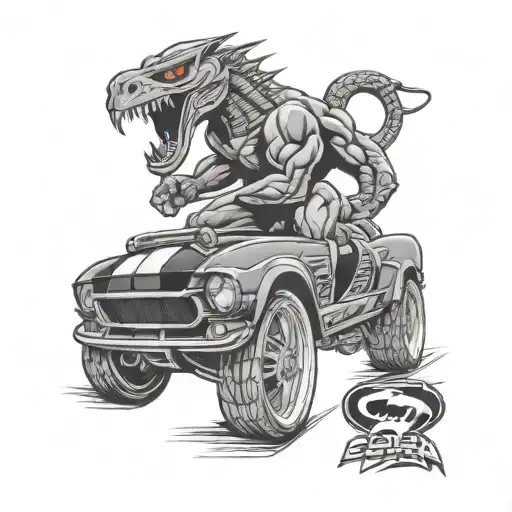 cobra superman ford mustang tattoo design idea