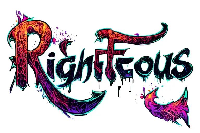 "Righteous" graffiti style mural tattoo design idea