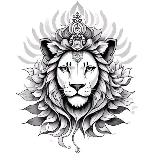 lionne lotus et om namah shivaya tattoo design idea