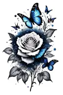 rose, butterflies, galaxy, tattoo design idea