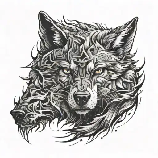 Create a tattoo representing the strength and individuality of a lone wolf in a unique way tattoo design idea
