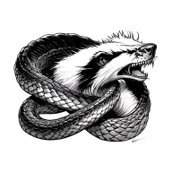 honey badger brutaly fighting a king cobra tattoo design idea