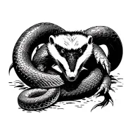 honey badger brutaly fighting a king cobra tattoo design idea