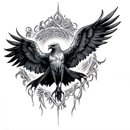 demiurge empath raven spread wings tattoo design idea