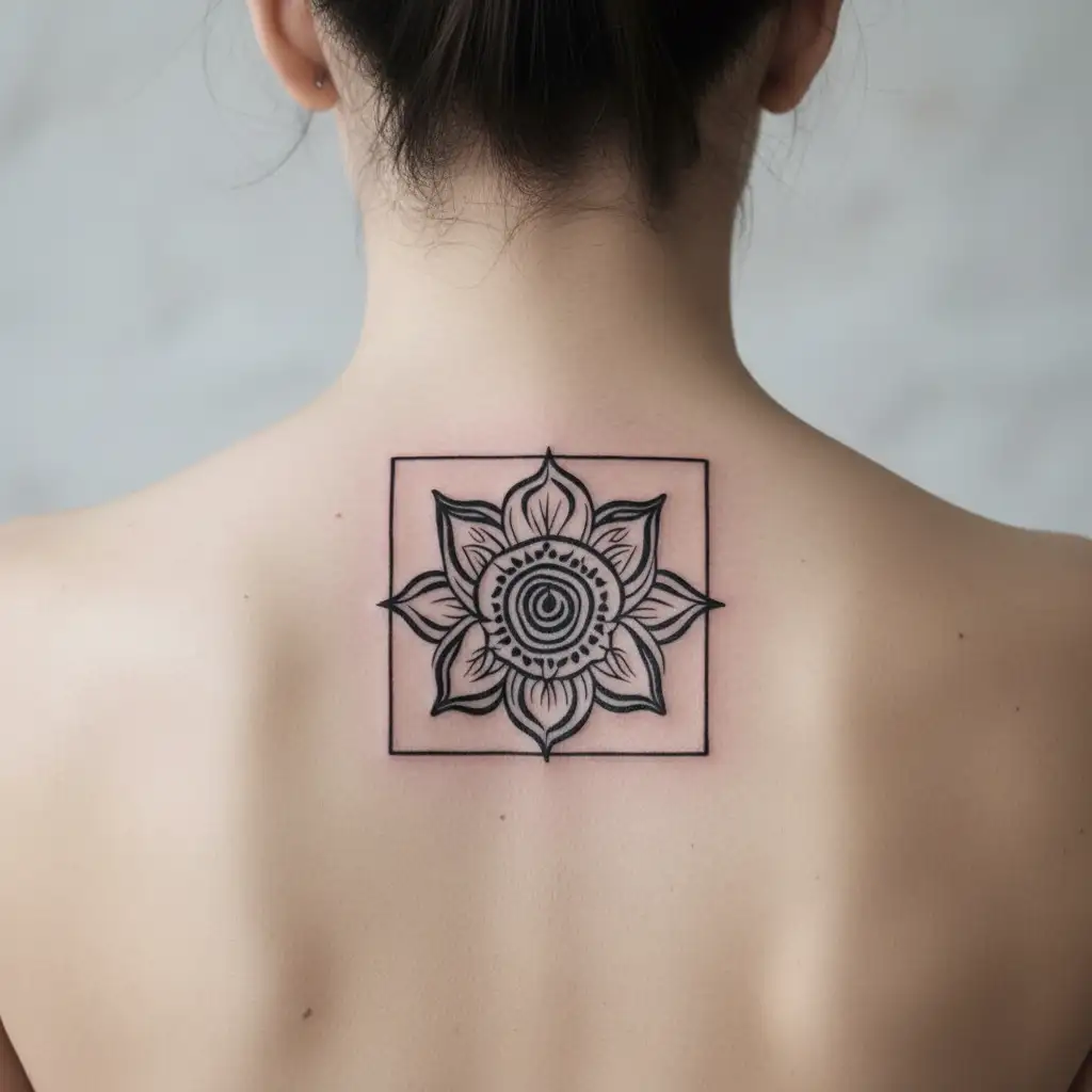 mandala upper half lotus flower for pubic area tattoo design idea