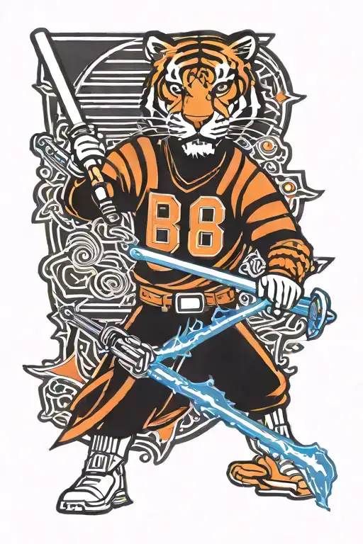 Cincinnati Bengals Logo, St. Louis cardinals logo, St. Louis blues logo, Star Wars light sabers, 011027 tattoo design idea