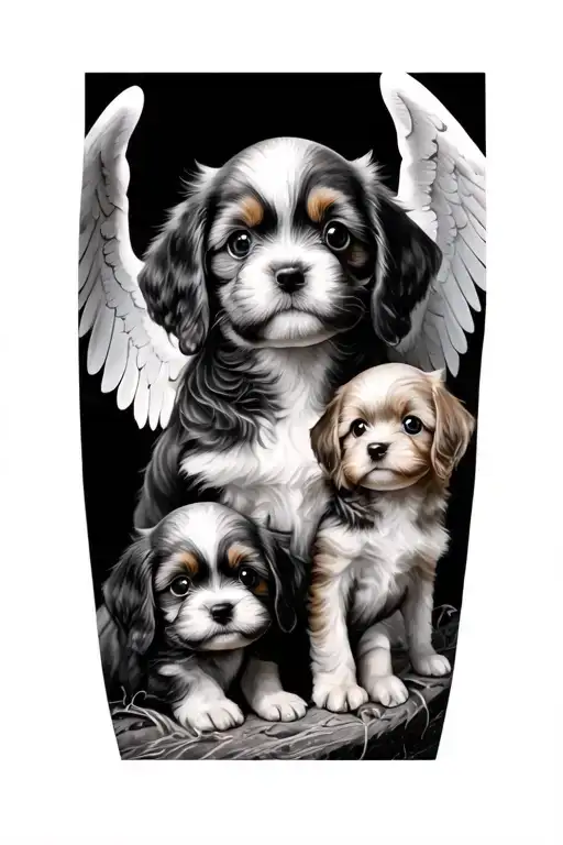 i want to do a forearm tatoo that comprend 2 little angel that resemble my 2 little dogs that just passed away tattoo design idea