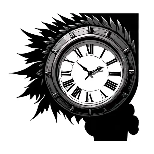  nordic clock with Roman numerals and white face tattoo design idea