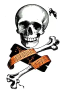 fractured bone with band aid tattoo design idea