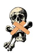 fractured bone with band aid tattoo design idea