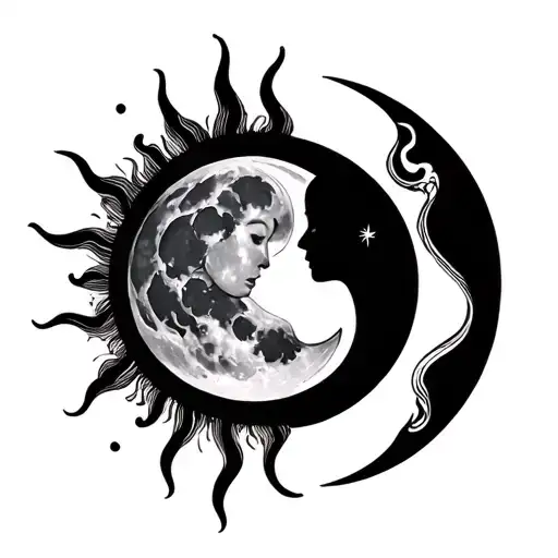 maternity moon sun  tattoo design idea