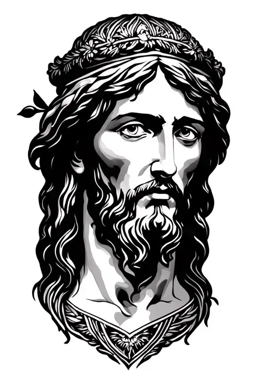 black Jesus portrait style tattoo design idea