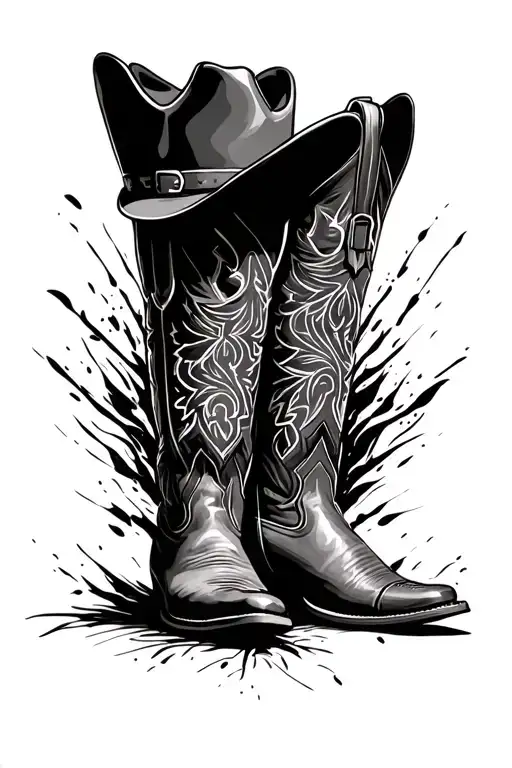 Cowboy Boots and cowboy hat tattoo design idea