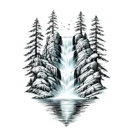 cascading waterfall scene  tattoo design idea