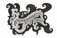 using an old western font, the word "UNREPRESENTED" in a slightly curved way (for putting on shoulder)  tattoo design idea