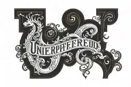 using an old western font, the word "UNREPRESENTED" in a slightly curved way (for putting on shoulder)  tattoo design idea