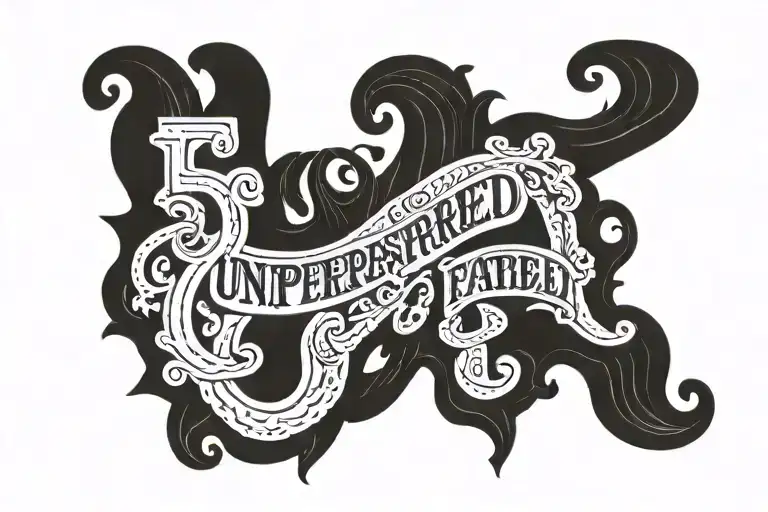 using an old western font, the word "UNREPRESENTED" in a slightly curved way (for putting on shoulder)  tattoo design idea